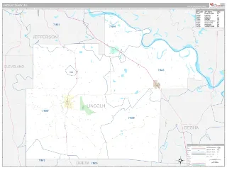 Lincoln County, AR Classic style ZIP Code wall map