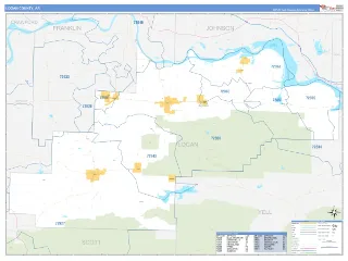Logan County, AR Business Reference style ZIP Code wall map