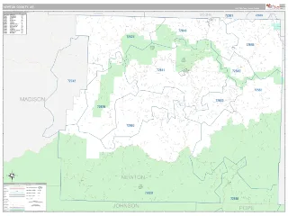 Newton County, AR Classic style ZIP Code wall map