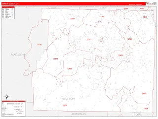 Newton County, AR RedLine style ZIP Code wall map