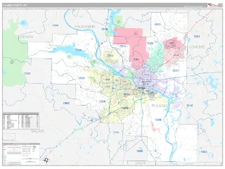 Pulaski County, AR Classic style ZIP Code wall map