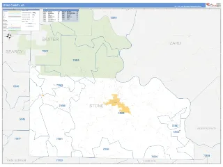 Stone County, AR Business Reference style ZIP Code wall map