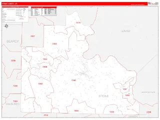 Stone County, AR RedLine style ZIP Code wall map