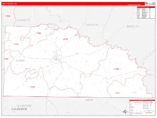 Union County, AR RedLine style ZIP Code wall map