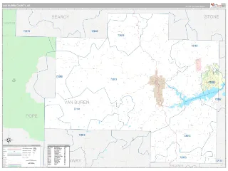 Van Buren County, AR Classic style ZIP Code wall map