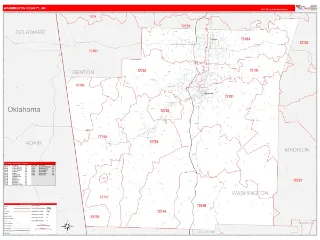 Washington County, AR RedLine style ZIP Code wall map