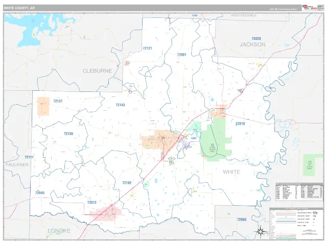 White County, AR ZIP Code Wall Map, Classic style