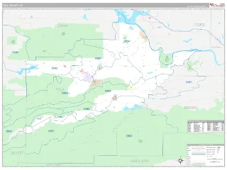 Yell County, AR Classic style ZIP Code wall map