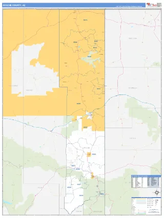 Apache County, AZ Business Reference style ZIP Code wall map