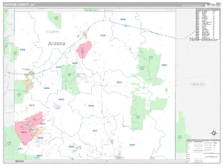 Cochise County, AZ Classic style ZIP Code wall map
