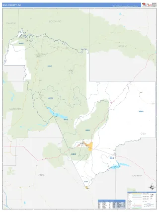 Gila County, AZ Business Reference style ZIP Code wall map