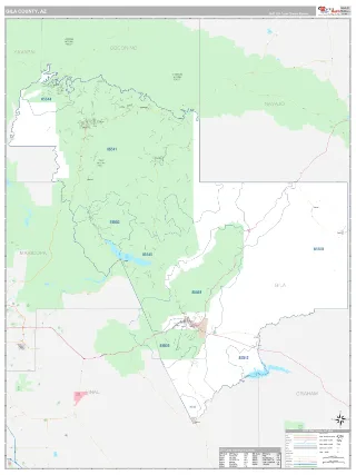 Gila County, AZ Classic style ZIP Code wall map