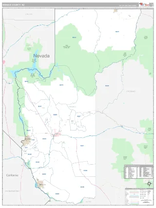 Mohave County, AZ Classic style ZIP Code wall map