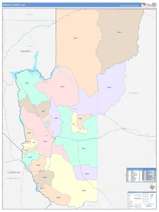 Mohave County, AZ ColorCast style ZIP Code wall map