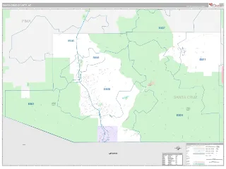 Santa Cruz County, AZ Classic style ZIP Code wall map