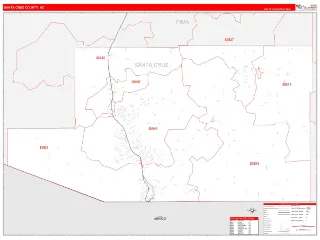 Santa Cruz County, AZ RedLine style ZIP Code wall map