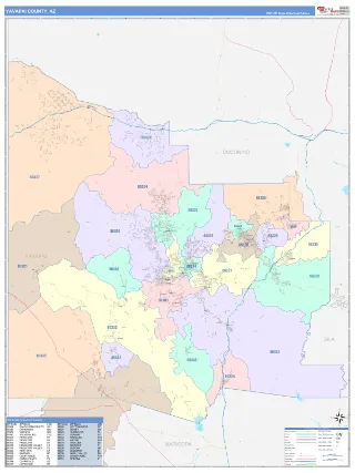 Yavapai County, AZ ColorCast style ZIP Code wall map