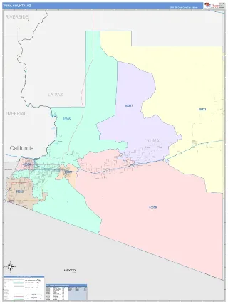 Yuma County, AZ ColorCast style ZIP Code wall map