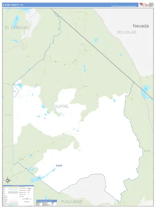 Alpine County, CA Business Reference style ZIP Code wall map