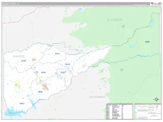 Amador County, CA Classic style ZIP Code wall map