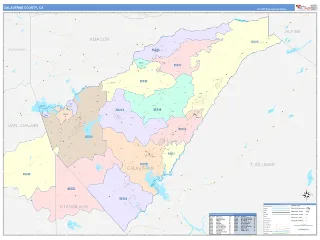 Calaveras County, CA ColorCast style ZIP Code wall map