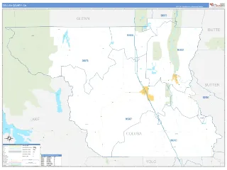 Colusa County, CA Business Reference style ZIP Code wall map