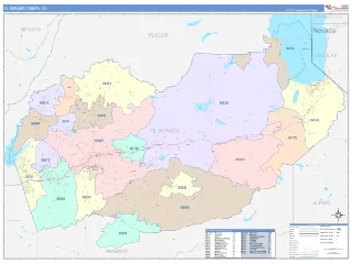 El Dorado County, CA ColorCast style ZIP Code wall map