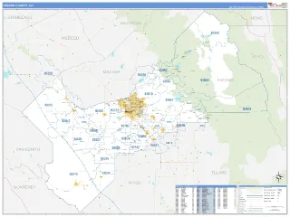 Fresno County, CA Business Reference style ZIP Code wall map
