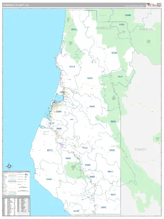 Humboldt County, CA Classic style ZIP Code wall map