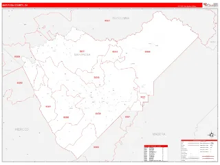 Mariposa County, CA RedLine style ZIP Code wall map