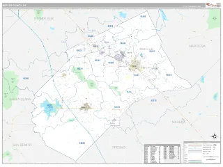 Merced County, CA Classic style ZIP Code wall map