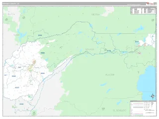Nevada County, CA Classic style ZIP Code wall map