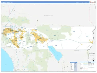 Riverside County, CA Business Reference style ZIP Code wall map