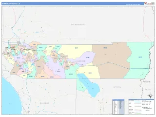 Riverside County, CA ColorCast style ZIP Code wall map