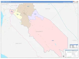 San Benito County, CA ColorCast style ZIP Code wall map