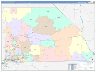 San Bernardino County, CA ColorCast style ZIP Code wall map