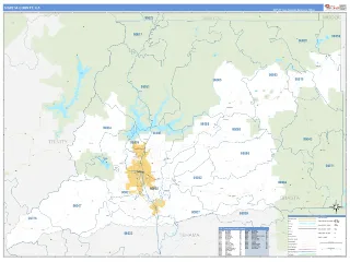 Shasta County, CA Business Reference style ZIP Code wall map