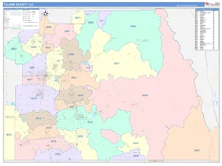 Tulare County, CA ColorCast style ZIP Code wall map