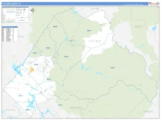Tuolumne County, CA Business Reference style ZIP Code wall map