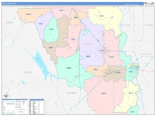 Yolo County, CA ColorCast style ZIP Code wall map