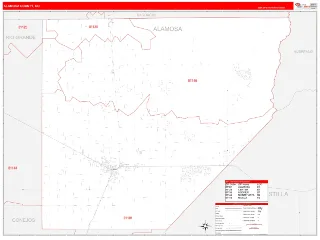 Alamosa County, CO RedLine style ZIP Code wall map