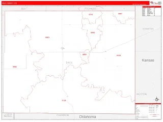 Baca County, CO RedLine style ZIP Code wall map