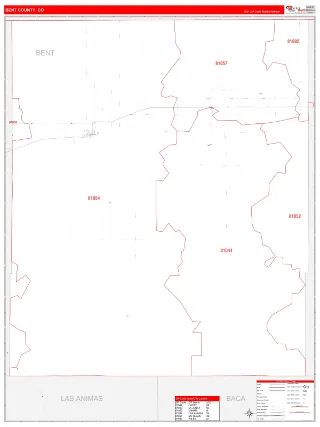 Bent County, CO RedLine style ZIP Code wall map