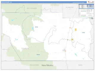 Conejos County, CO Business Reference style ZIP Code wall map