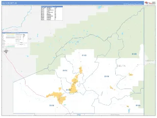 Delta County, CO Business Reference style ZIP Code wall map