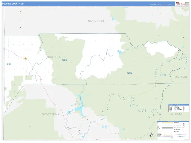 Dolores County, CO ZIP Code Wall Map, Business Reference style