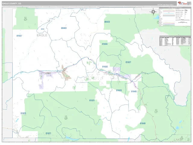 Eagle County, CO ZIP Code Wall Map, Classic style