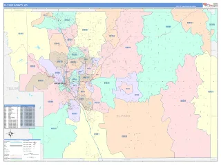 El Paso County, CO ColorCast style ZIP Code wall map