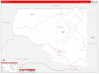 Gilpin County, CO RedLine style ZIP Code wall map