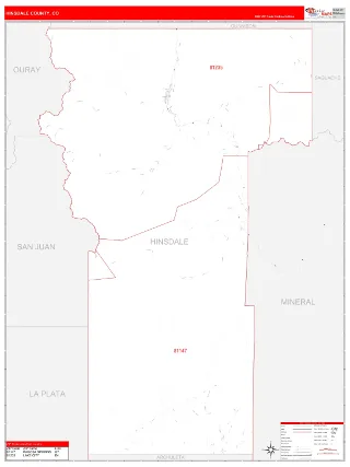 Hinsdale County, CO RedLine style ZIP Code wall map
